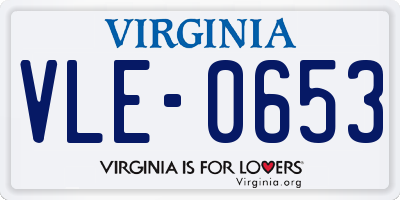 VA license plate VLE0653