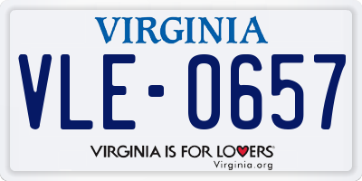 VA license plate VLE0657
