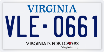 VA license plate VLE0661