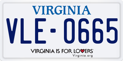 VA license plate VLE0665