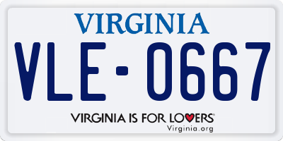 VA license plate VLE0667