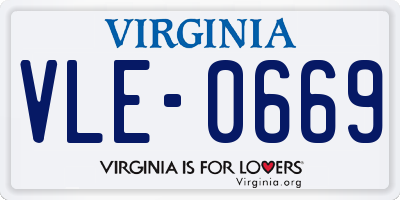 VA license plate VLE0669