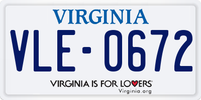 VA license plate VLE0672