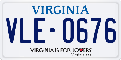 VA license plate VLE0676