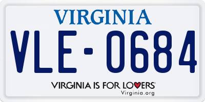 VA license plate VLE0684
