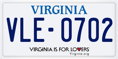 VA license plate VLE0702