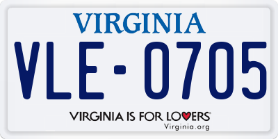 VA license plate VLE0705