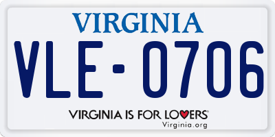 VA license plate VLE0706