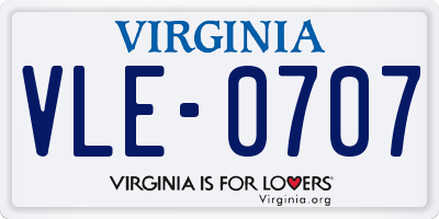 VA license plate VLE0707