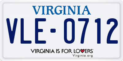 VA license plate VLE0712
