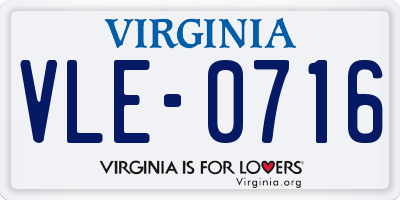 VA license plate VLE0716
