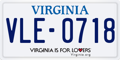 VA license plate VLE0718