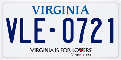 VA license plate VLE0721