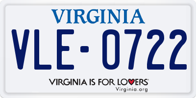 VA license plate VLE0722