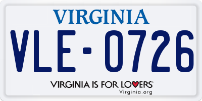 VA license plate VLE0726
