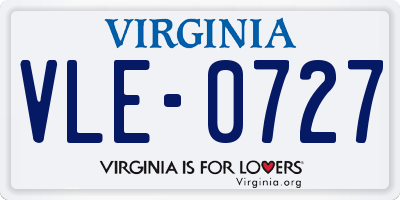 VA license plate VLE0727