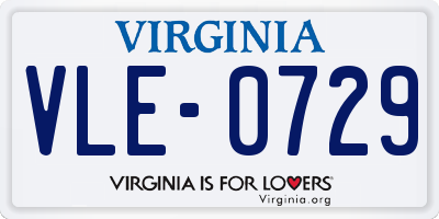 VA license plate VLE0729