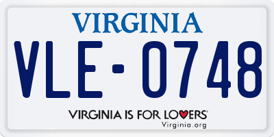 VA license plate VLE0748