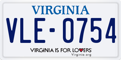 VA license plate VLE0754