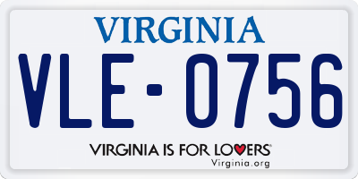 VA license plate VLE0756