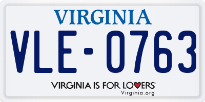 VA license plate VLE0763