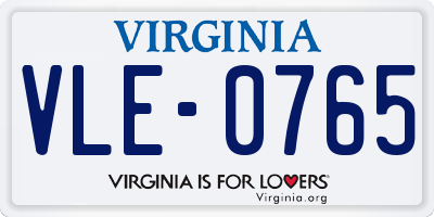 VA license plate VLE0765