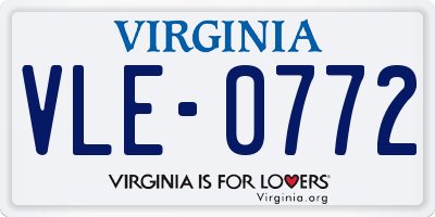VA license plate VLE0772