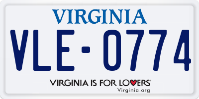VA license plate VLE0774