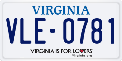 VA license plate VLE0781