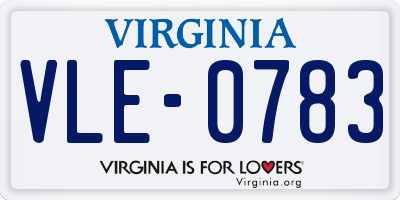 VA license plate VLE0783