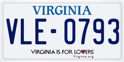 VA license plate VLE0793