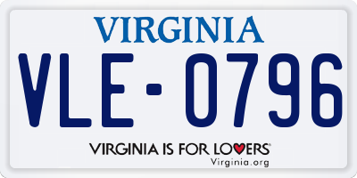 VA license plate VLE0796