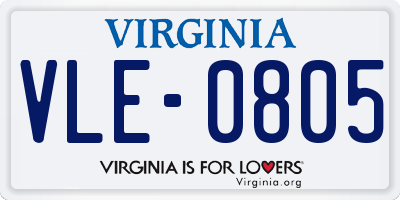 VA license plate VLE0805