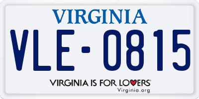 VA license plate VLE0815
