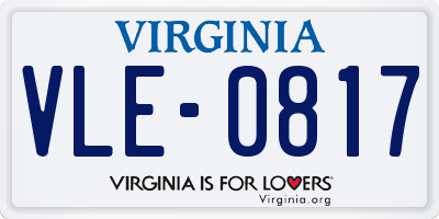 VA license plate VLE0817