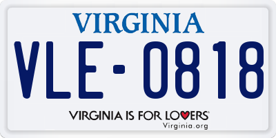 VA license plate VLE0818