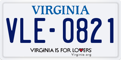 VA license plate VLE0821
