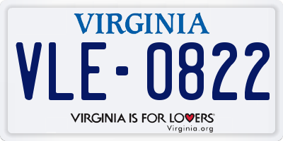 VA license plate VLE0822
