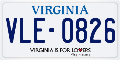 VA license plate VLE0826
