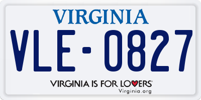 VA license plate VLE0827