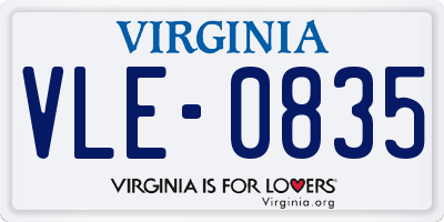 VA license plate VLE0835