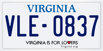 VA license plate VLE0837