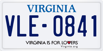 VA license plate VLE0841