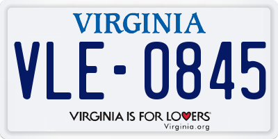 VA license plate VLE0845