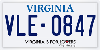VA license plate VLE0847