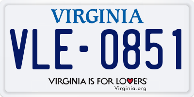 VA license plate VLE0851