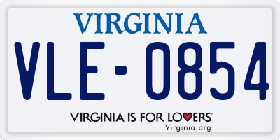 VA license plate VLE0854