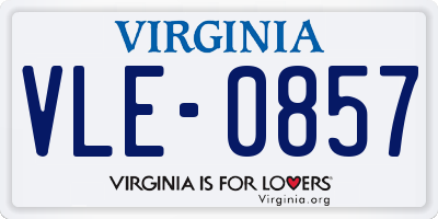 VA license plate VLE0857