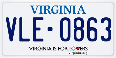 VA license plate VLE0863