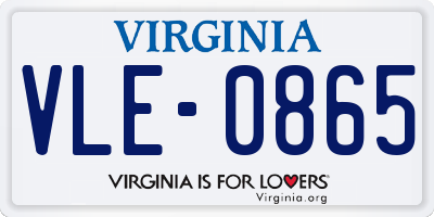 VA license plate VLE0865